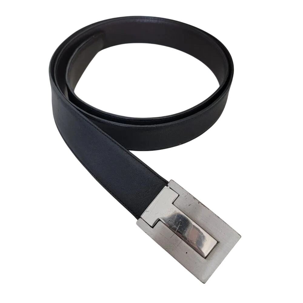 Tumi Reversible Leather Belt Black Brown Men Size 38/40 Stainless Steel Buckle